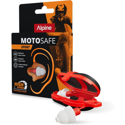 302368 - ALPINE MotoSafe Sport Tapa veshësh për motorçikletë me anulim zhurme, mbrojtje dëgjimi e çertifikuar CE, ulje zhurme (SNR) 20 dB, hipoalergjike dhe të ripërdorshme