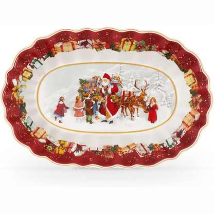 246225 - VILLEROY & BOCH Pjatë me ndarje Toy's Fantasy me figurinë e Babagjyshit, Pjatë ëmbëlsirash prej porcelani premium, e sigurt për mikrovalë, 30 x 19 cm, shumëngjyrëshe, e bardhë