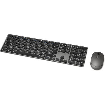 276510 - AMAZON BASICS Maus pa tel i rikarikueshëm, Tastierë e plotë ultra e hollë dhe e heshtur me tastierë numerike, FR Layout gri, e zezë