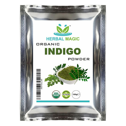 290326 - Kräutermagie - Ngjyrë flokësh me pudër/bimore Ecocert Indigo 'Black Henna' - Ngjyrë flokësh e zezë/kafe natyrale - Ecocert/GMP, Halal, e certifikuar ISO