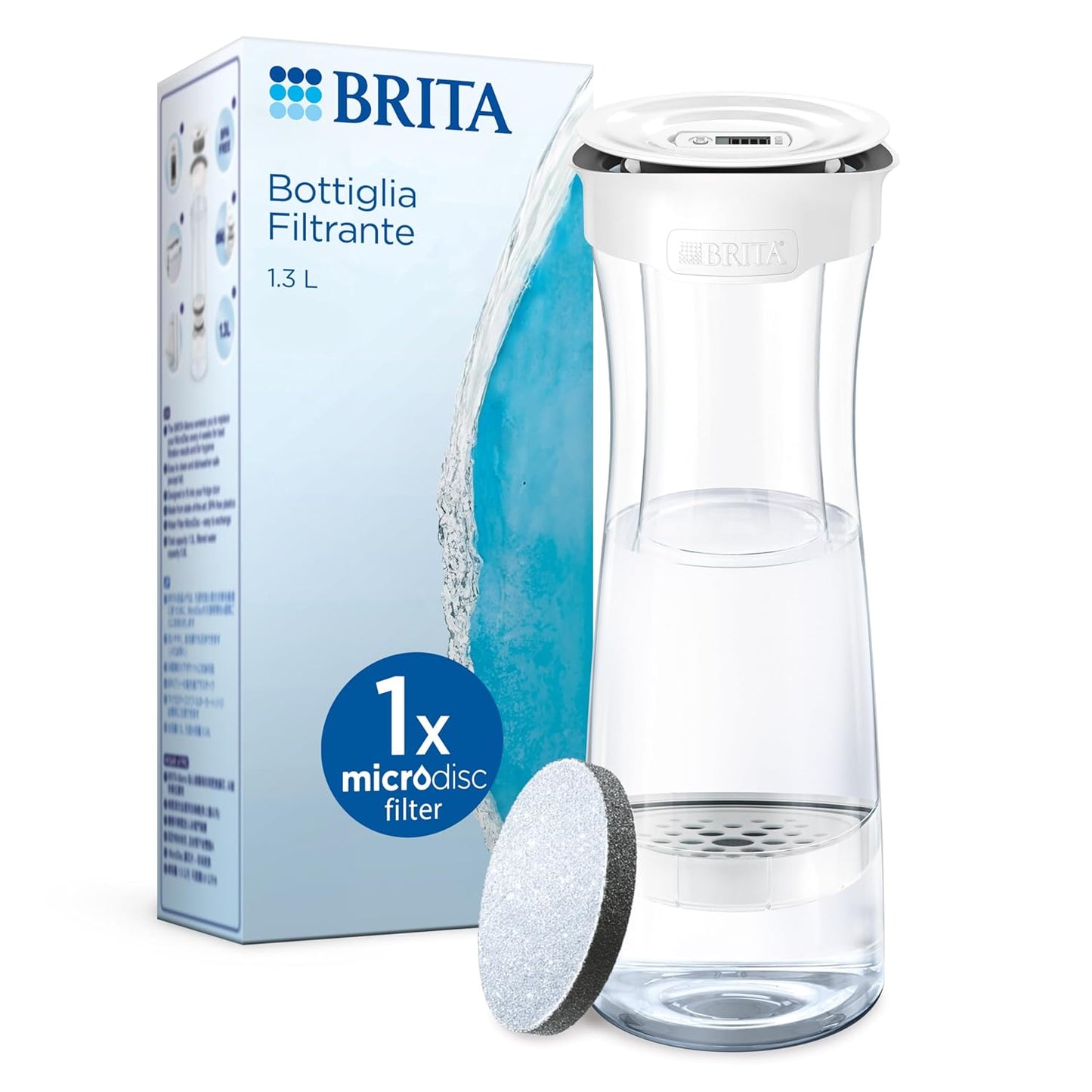214540 - BRITA Karafë me Filtër Uji, e bardhë (1.3L) me 1 filtër MicroDisc