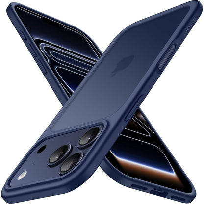 300044 - JETech MBROJTËSE MAT PËR IPHONE 17 PRO MAX 6.9 INÇ, MBROJTJE NGA GODITJET E GRADËS USHTARAKE, MBULIM I PASMË TRANSPARENT ME ARRË, KUNDËR GJURMAVE TË GJISHTAVE (BLU E ERRËT)