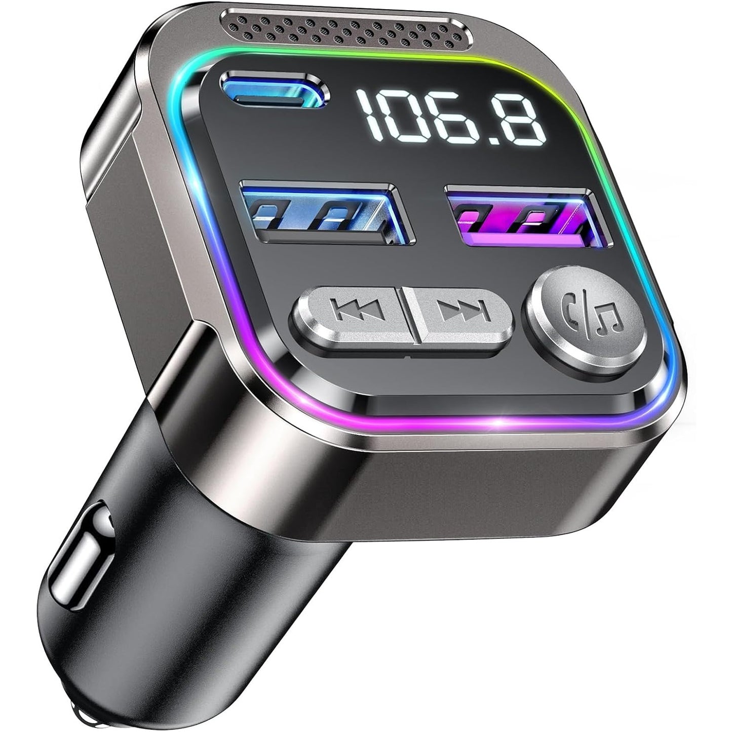 190051 - GIZMOVINE - Adaptues Bluetooth për Makinë, Transmetues FM, USB C QC PD 36W, Set për Makinë pa Duart, Prizë Bluetooth 12V 24V, për Radio Makinë dhe Telefon Celular, Player MP3