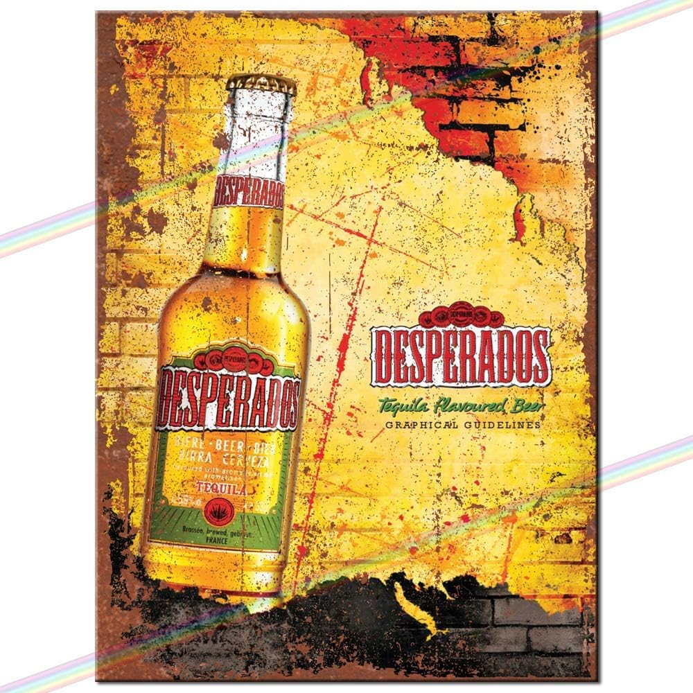 216609 - Tabela metalike – DESPERADOS Logo Man Cave, tabelë metalike për varje, për kuzhinë, hambar, garazh, e vogël (15 x 10 cm)