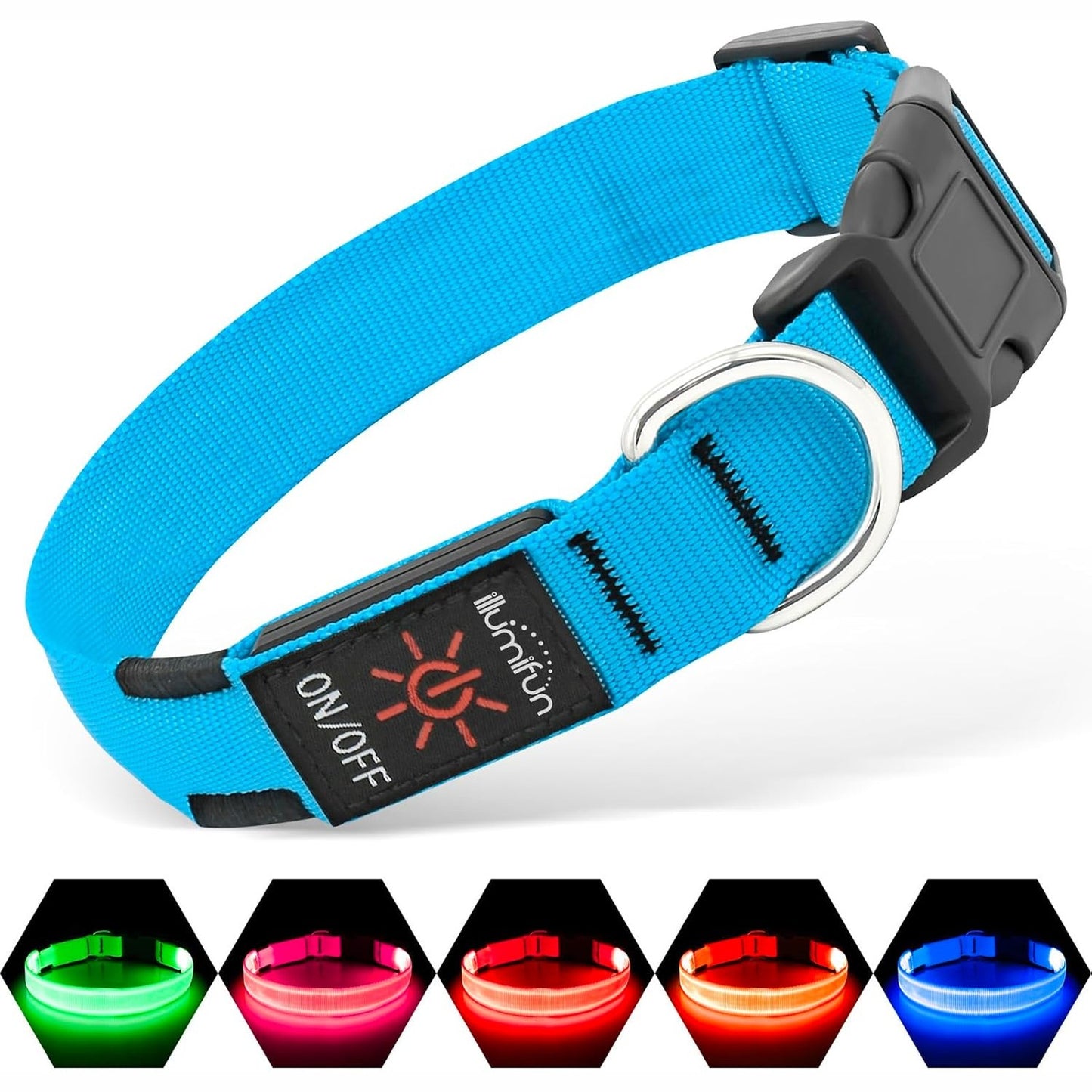 232708 - ILLUMIFUN Jakë Qeni LED Rikarikueshme, Ndriçon në Errësirë, Jakë Sigurie e Rregullueshme për Qenushët, Blu, e Vogël