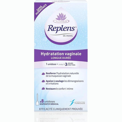 298373 - REPLENS Xhel Hidratues Vaginal për Tharje Intime, Pa Parfum dhe Hormone, Pako me 8 Paketa Njëpërdorimëshe