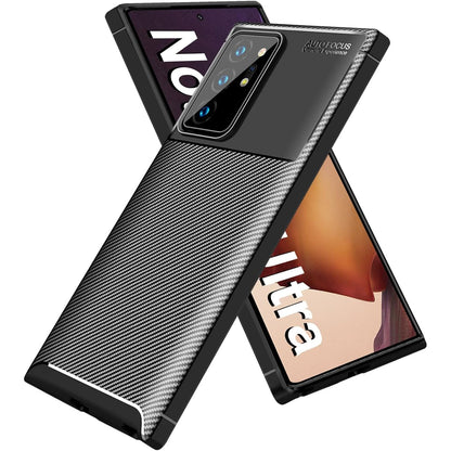 268882 - Samsung Mbulesë telefoni për Galaxy Note 20 Ultra, silikoni ultra i hollë, mbrojtëse ndaj gërvishtjeve, teksturë fibre karboni, e zezë