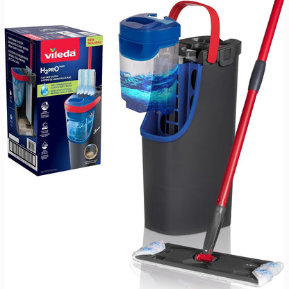 217276 - VILEDA Sistemi i fshesës së sheshtë H2prO, ndarje ujit të pastër dhe të ndotur, dizajn që kursen ujë, ruajtje kompakte, dorezë ergonomike, fuqi mikrofibre