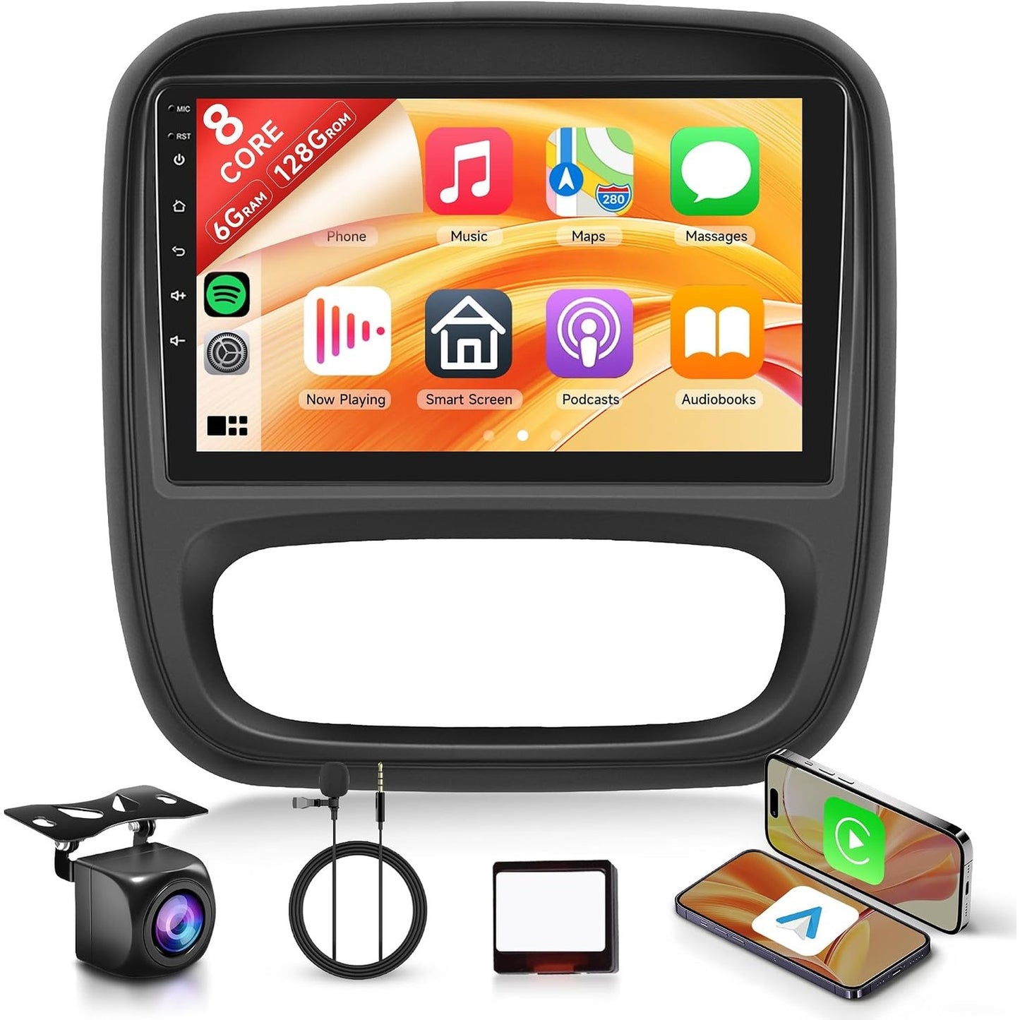 272620 - RADIO MAKINE ANDROID 8 BËRTHAMA 6GB+128GB PËR RENAULT TRAFIC, OPEL VIVARO B, FIAT TALENTO, NISSAN NV300, EKRAN 9", CARPLAY PA TEL, ANDROID AUTO, MIRROR LINK, BLUETOOTH, FM/RDS/DSP, WIFI, GPS, KAMERË PËR KTHIM MBRAPSHT