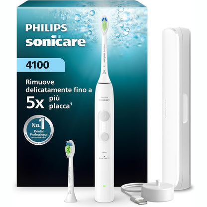 315616 - PHILIPS Furçë dhëmbësh elektrike Sonicare Series 4100 HX4044/41, Sensor presioni, 4 cilësime, EasyStart, SmartTimer, jetëgjatësi baterie 21 ditë, çantë udhëtimi, e bardhë