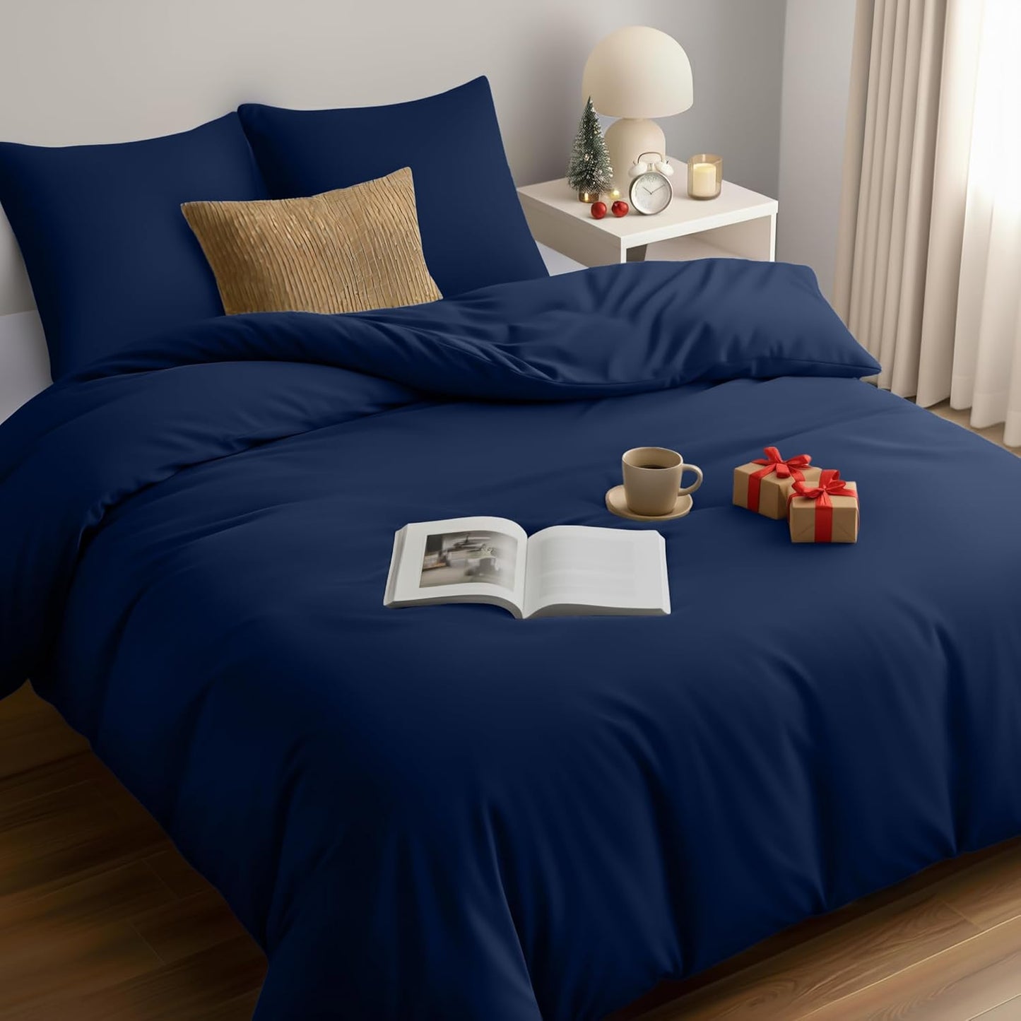 188461 - UTOPIA BEDDING Mbulesë Jorgani Mikrofibre me Madhësi Queen 200x200cm + Mbulesa Jastëku 80x80cm - Blu Marine