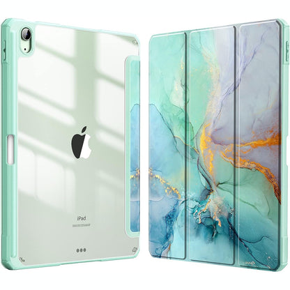 296253 - Fintie Mbrojtëse për iPad Air 11" M4/M3/M2 (2026/2025/2024), iPad Air Gjenerata e 5-të/Gjenerata e 4-të (2022/2020) 10.9", Mbrojtëse e hollë hibride kundër goditjeve me mbulesë të pasme transparente dhe mbajtëse lapsash - Jeshile e artë