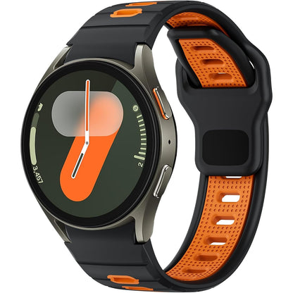 267222 - Rrip dore i fortë për Samsung Galaxy Watch 7/6/5/4 44mm 40mm/Watch 6 Classic 47mm 43mm/4 Classic 46mm 42mm/5 Pro 45mm/FE 40mm, rrip sportiv silikoni me dy ngjyra