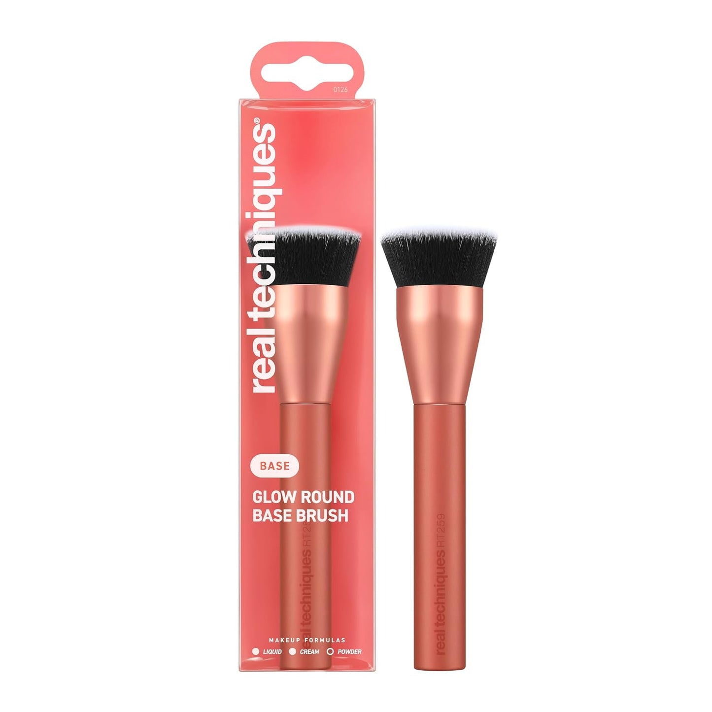 272398 - REAL TECHNIQUES Furçë Fondatine Glow Round, për grim të lëngshëm dhe krem, Qime sintetike të dendura, 1 njësi