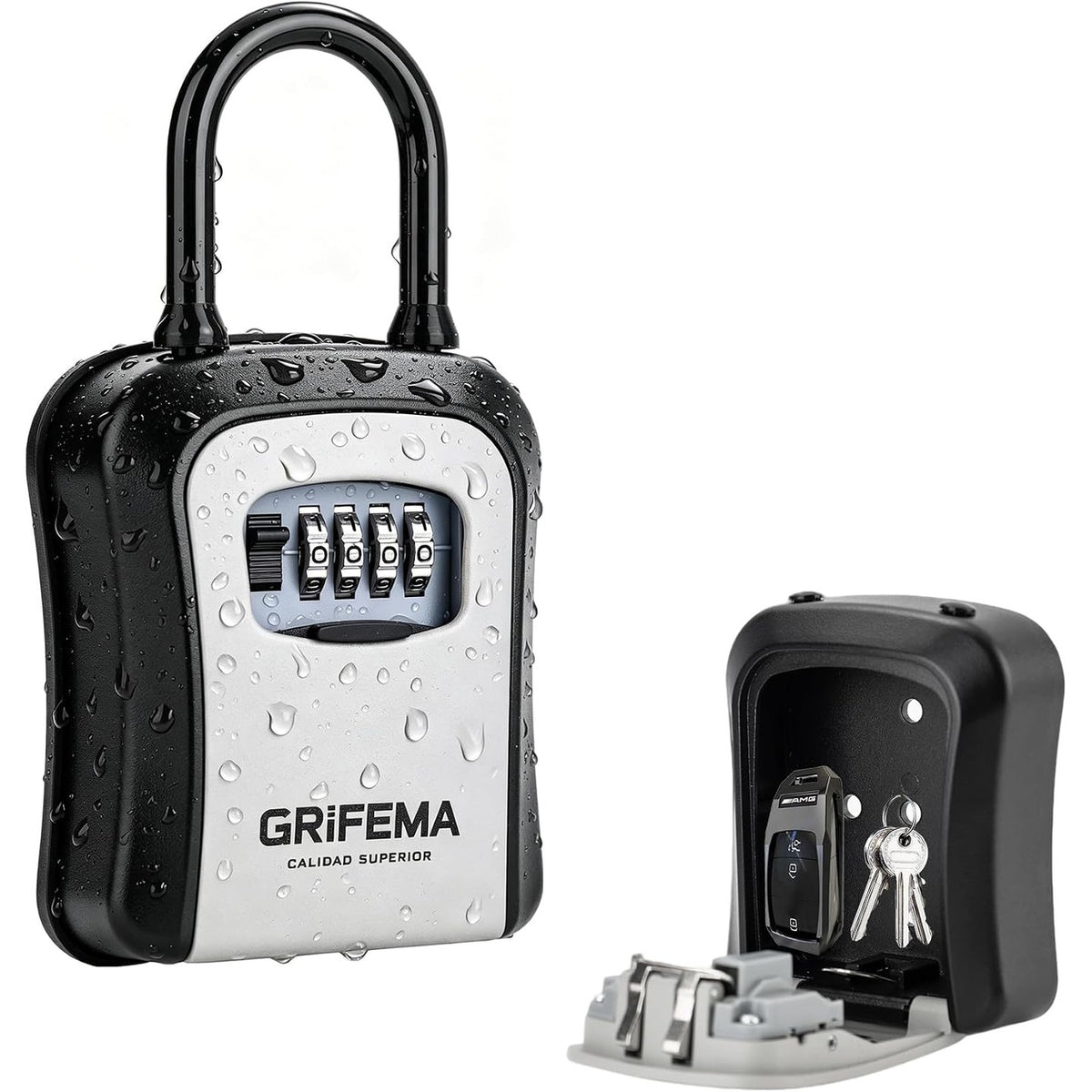 314312 - GRIFEMA GA1003-2 Kuti Kasaforte me Çelësa, Kuti me Kyç, Dollapë Çelësash me Grep, Gri