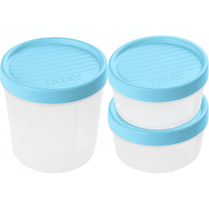 248670 - TATAY Enë Ushqimi Hermetike Set me 3 copë: 1 x 1L + 2 x 0.5L, Kapakë me Vidë, Plastikë pa BPA, Blu