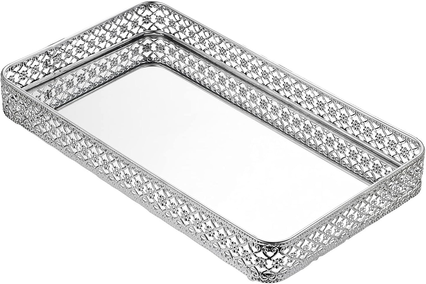 222115 - BSTKEY Ndarje për Pasqyrë Kozmetike, 35x20 cm, Organizator për Banjën dhe Dhomën e Gjumit, Argjend