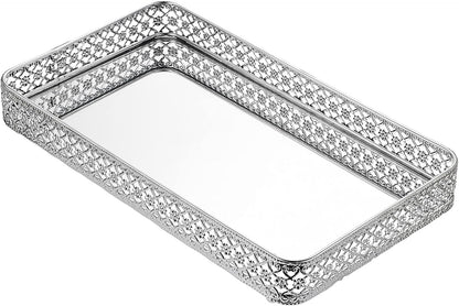 222115 - BSTKEY Ndarje për Pasqyrë Kozmetike, 35x20 cm, Organizator për Banjën dhe Dhomën e Gjumit, Argjend