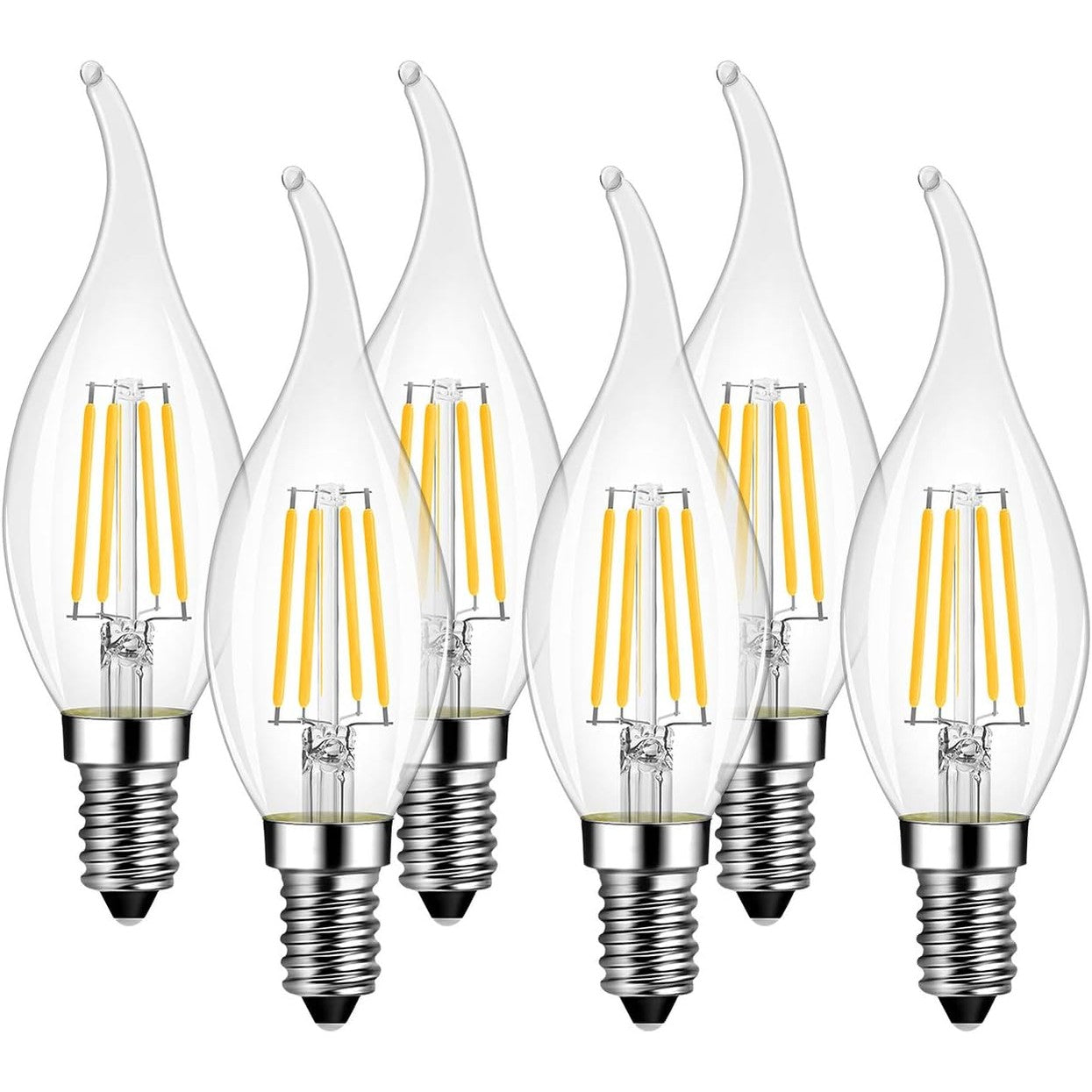 210755 - LVWIT Llampa LED E14, Dritë e Ngrohtë 2700K, 4W Ekuivalente me 40W, 470LM, Stil Vintage Retro, Kursim Energjie, Pa Errësim, Pako me 6 Njësi