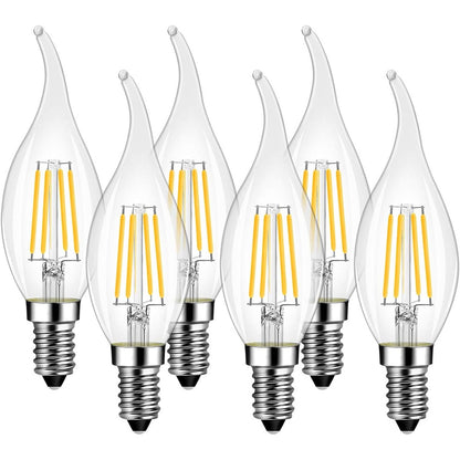 210755 - LVWIT Llampa LED E14, Dritë e Ngrohtë 2700K, 4W Ekuivalente me 40W, 470LM, Stil Vintage Retro, Kursim Energjie, Pa Errësim, Pako me 6 Njësi