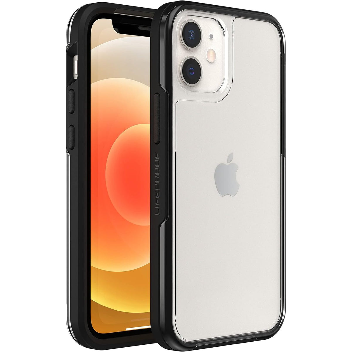 320104 - LIFEPROOF Mbështjellës SEE për iPhone 12 mini, rezistent ndaj goditjeve, mbrojtje nga rënia deri në 2 metra, mbrojtëse transparente ultra e hollë, transparente/e zezë