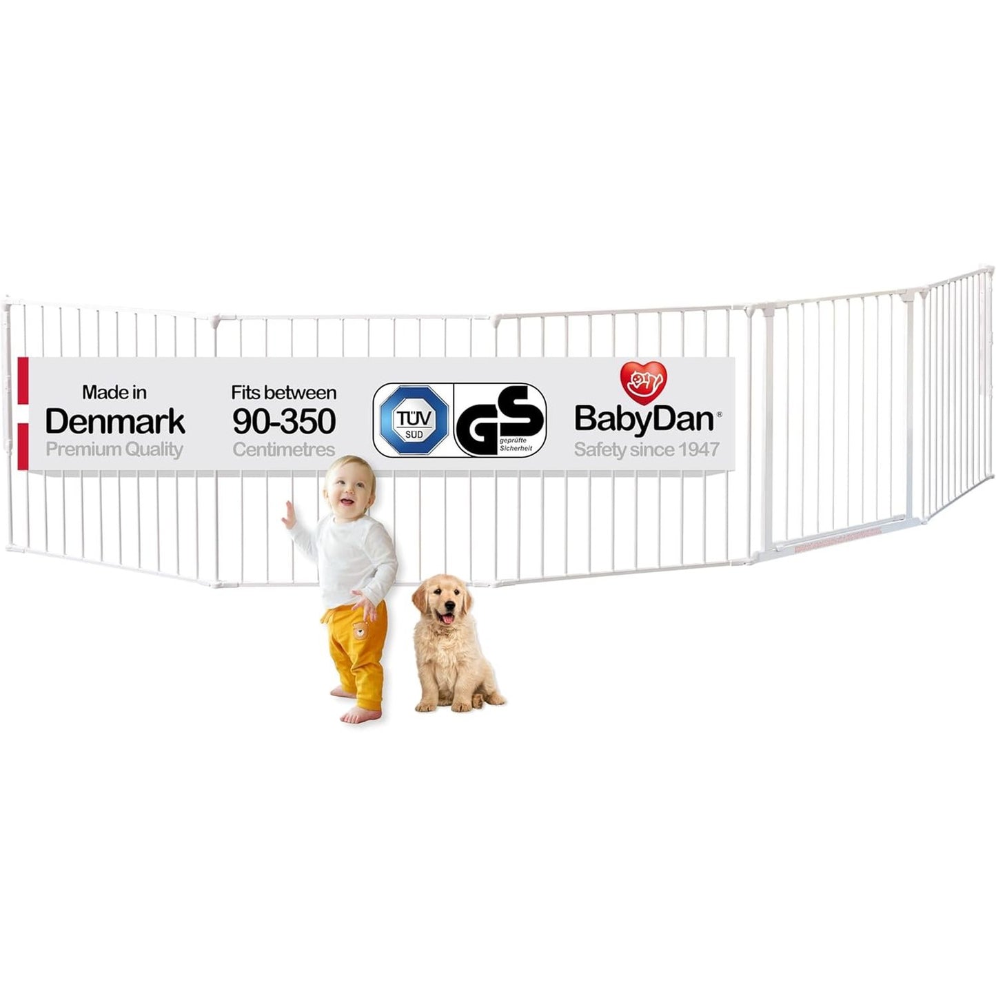 167009 - BABYDAN Flex XXL, Portë për Fëmijë dhe Kafshë Shtëpiake, 90-350 cm, Modeli i Bardhë, Prodhuar në Danimarkë