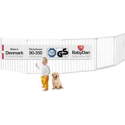 167009 - BABYDAN Flex XXL, Portë për Fëmijë dhe Kafshë Shtëpiake, 90-350 cm, Modeli i Bardhë, Prodhuar në Danimarkë