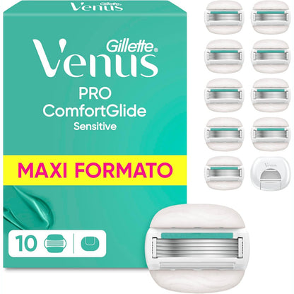 271315 - GILLETTE Venus Pro Comfortglide Sensitive me një prekje aloe vere, 10 tehe mbushëse për femra, çantë udhëtimi