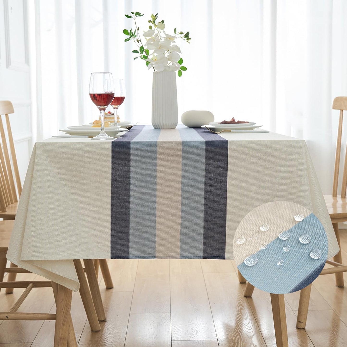 257297 - ARWLLZZ Mbulesë Tavoline Drejtkëndëshe e Bardhë 140 x 240 cm, rezistente ndaj njollave, e larëshme dhe e papërshkueshme nga uji