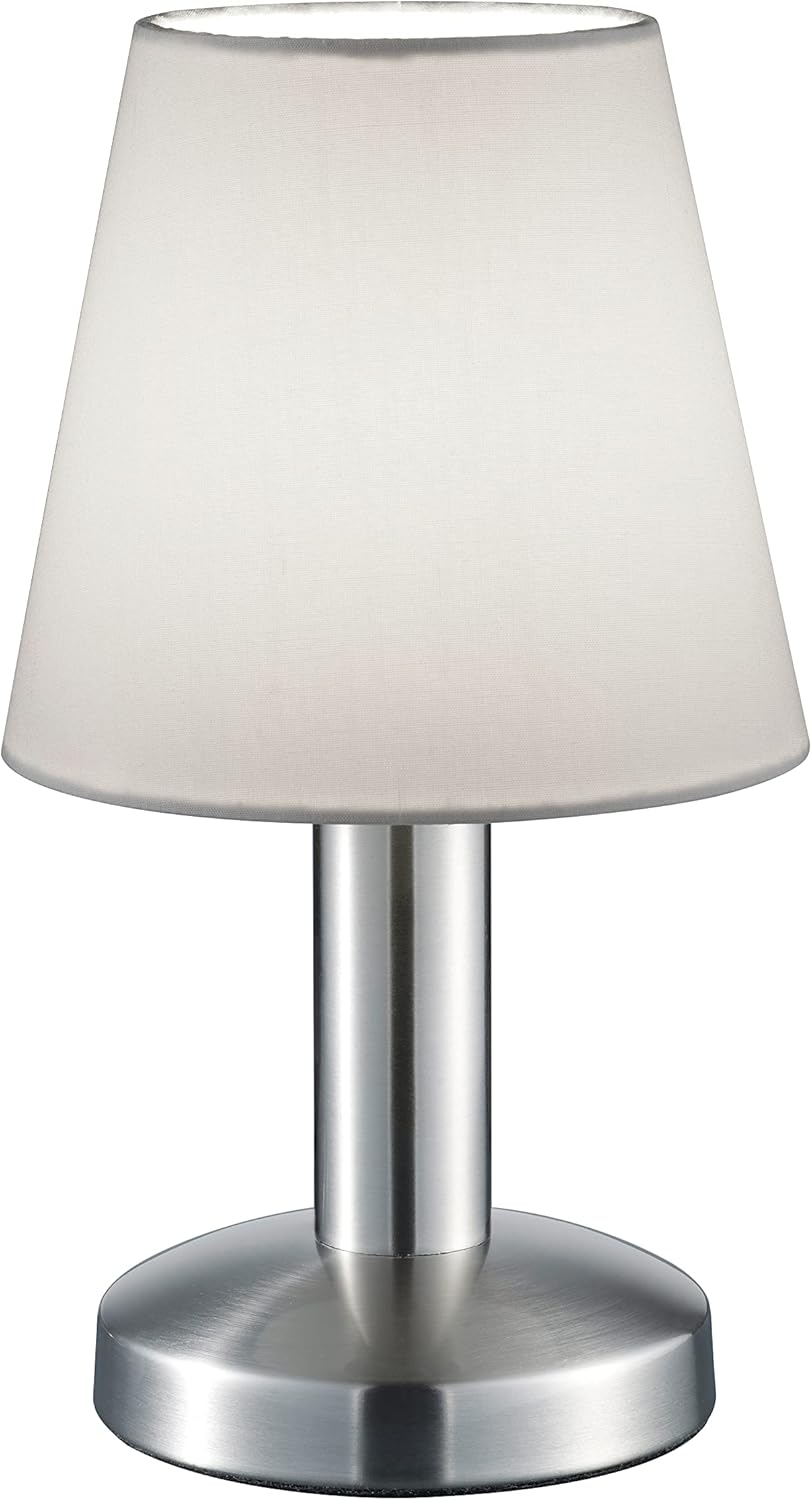 167987 - TRIO LIGHTING MATS II Llambë Tavoline 599700101, Metal Nikeli Mat, Hije Pëlhure Bardhë, Pa 1 Llambë E14, Me Prekje Ndezje/Fikje