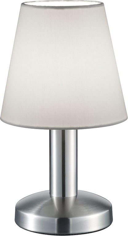 167987 - TRIO LIGHTING MATS II Llambë Tavoline 599700101, Metal Nikeli Mat, Hije Pëlhure Bardhë, Pa 1 Llambë E14, Me Prekje Ndezje/Fikje