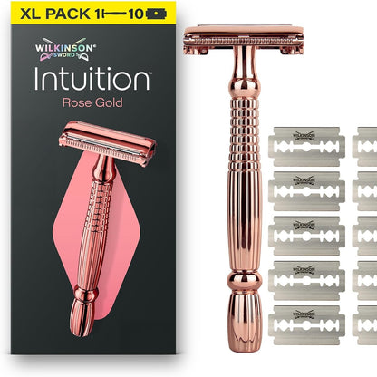 302977 - WILKINSON SWORD Intuition Rose Gold Safety, brisk për femra, 10 mbushje