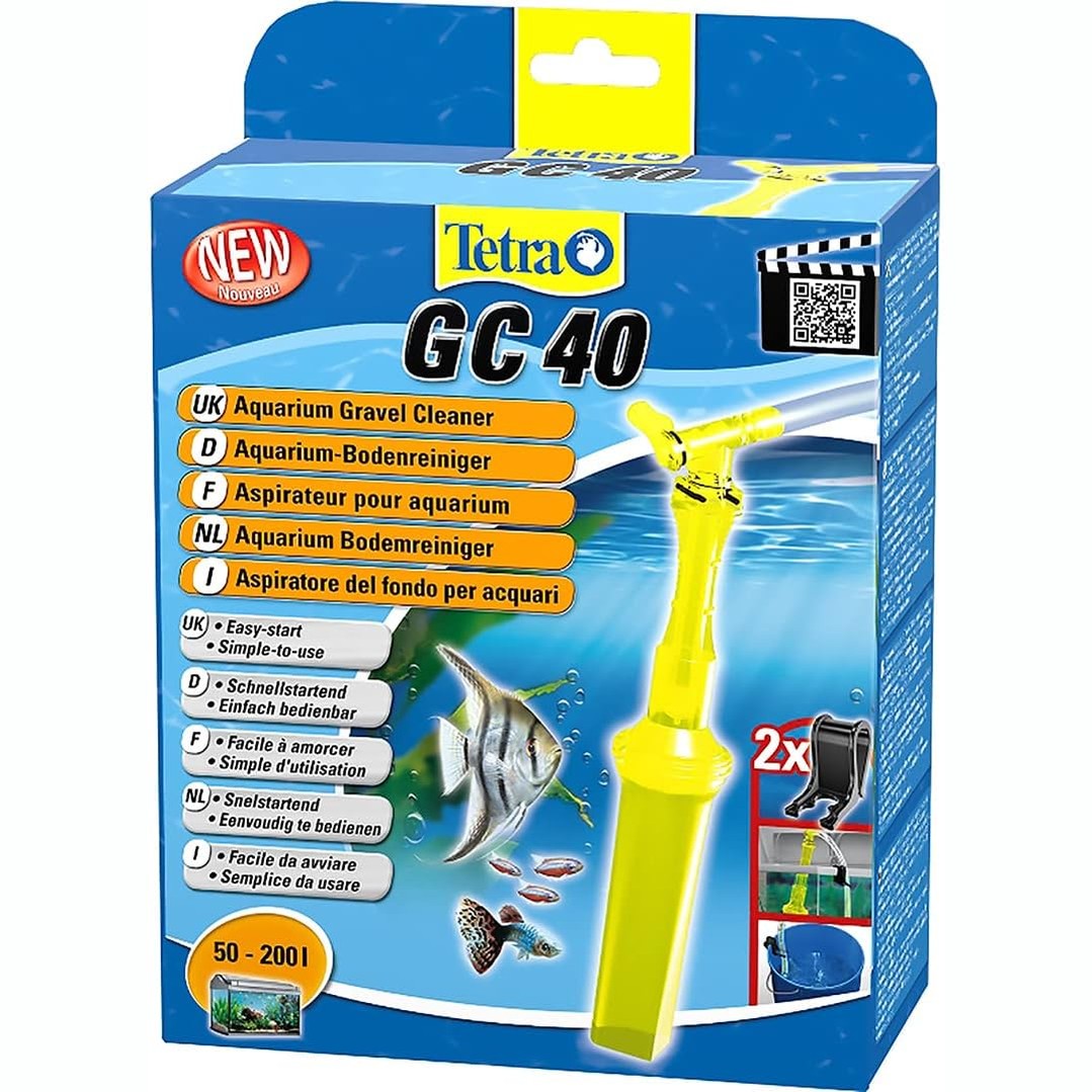 211099 - TETRA Pastruesi i Akuariumit GC 40 me Tub, Valvulë Ndizje të Shpejtë dhe Rrjetë Mbrojtëse për Peshqit, Dizajn Tubi Thithës, Kapacitet 50-200 Litra