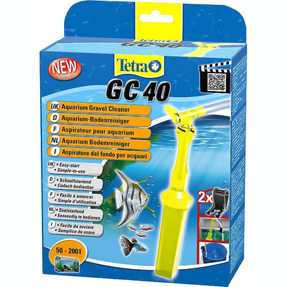 211099 - TETRA Pastruesi i Akuariumit GC 40 me Tub, Valvulë Ndizje të Shpejtë dhe Rrjetë Mbrojtëse për Peshqit, Dizajn Tubi Thithës, Kapacitet 50-200 Litra