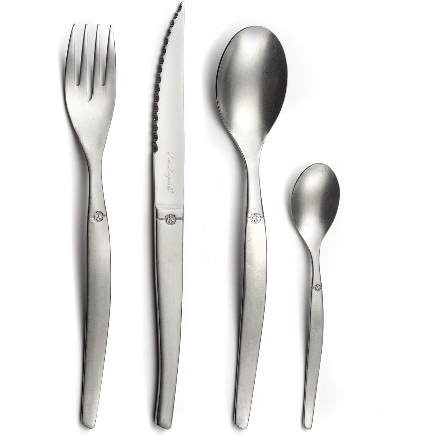 221815 - LOU LAGUIOLE Set takëmesh 24 pjesë për 6 persona, çelik inox 18/0, përfundim të lëmuar, Gri Vintage