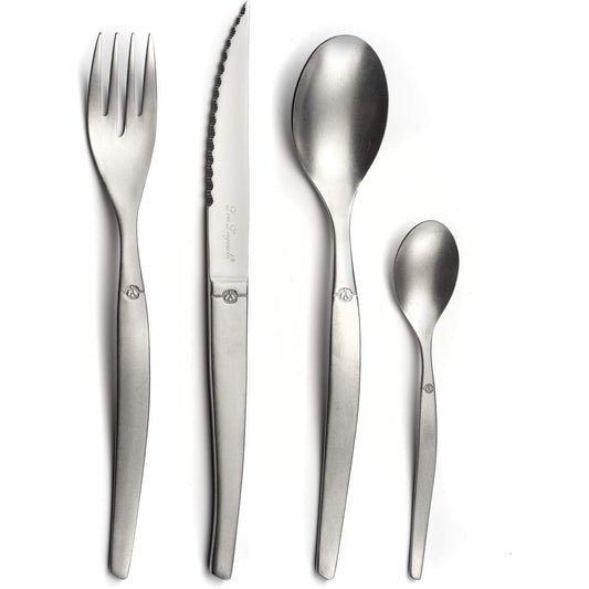 221815 - LOU LAGUIOLE Set takëmesh 24 pjesë për 6 persona, çelik inox 18/0, përfundim të lëmuar, Gri Vintage