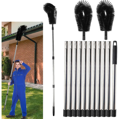 221791 - Pastrimi i Ulluqeve, Mjete Pastrimi Teleskopike 14 FT me 2 koka furçash, furçë ulluqesh në formë iriqi për Rrjetë Dritaresh dhe Mbeturina