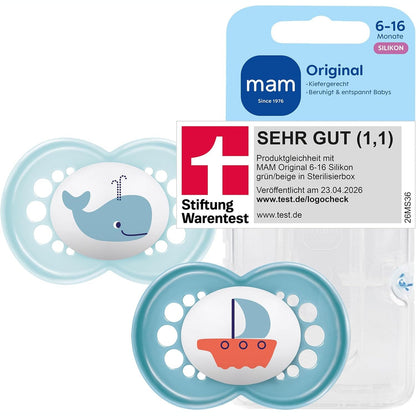 290474 - MAM Thithëse Origjinale - 6-16 Muaj - Silikon SkinSoft - Pako me 2