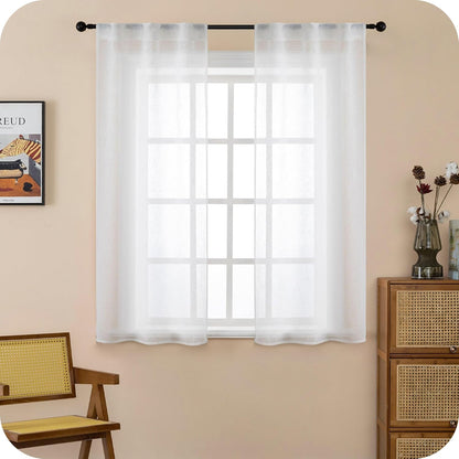222567 - GIRASOLE HOME Palë perdesh Ithaca, 2 panele 70 x 130 cm, material polyester, me xhepa dhe sythe të fshehura, E bardhë