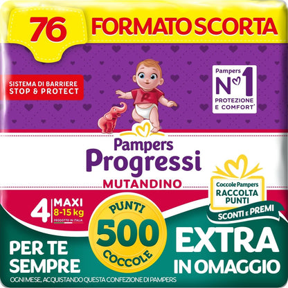 311128 - PAMPERS Pampers Progressi Maxi Pantallona, Madhësia 4 (8-15 kg), 76 pelena për foshnje