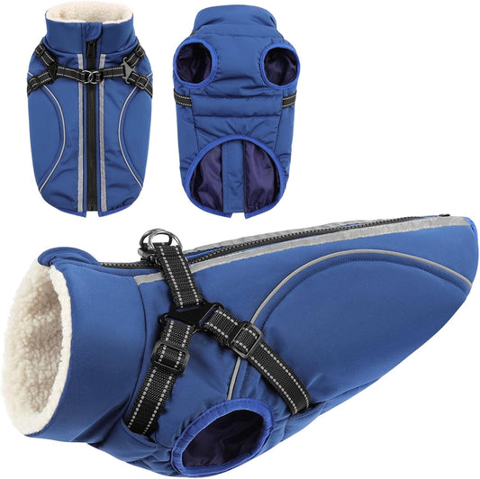 208770 - CITÀTOILE - Xhaketë e Ngrohtë Dimërore për Qen me Zinxhir dhe Rrip Reflektues, L, Gri