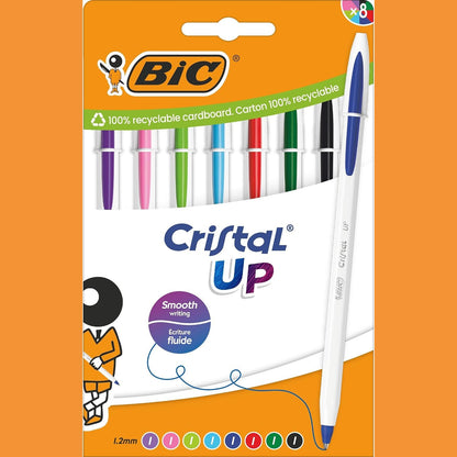 310617 - BIC CRISTAL UP Stilolapsa, majë e gjerë 1.2 mm, trup dyngjyrësh, pako me 8 copë