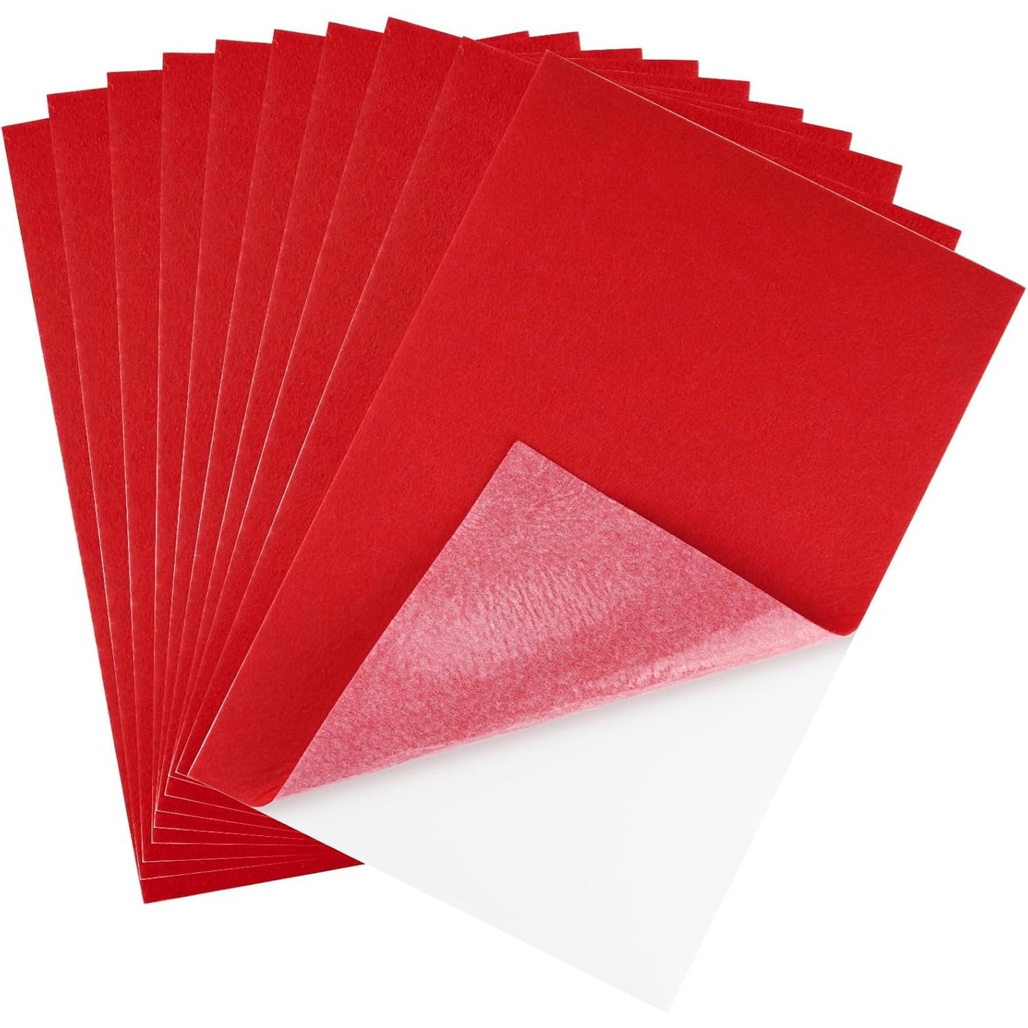 258330 - CHRORINE - Pako me 10 fletë felti vetëngjitëse për materiale arti dhe artizanati, e kuqe, 20.3 x 30.5 cm