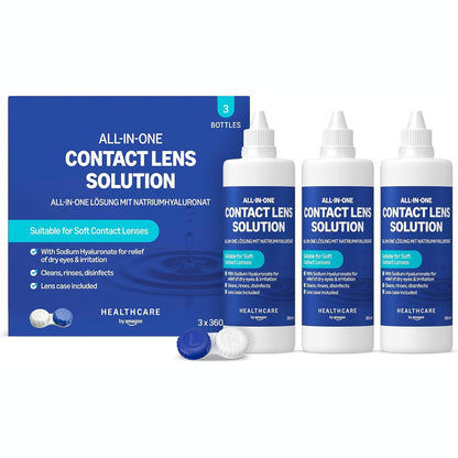 302214 - Tretësirë e butë për lente kontakti nga Amazon me hialuronat natriumi, 3 x 360 ml