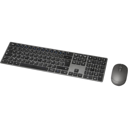 295831 - AMAZON BASICS Maus pa tel i rikarikueshëm, Tastierë e plotë ultra e hollë dhe e heshtur me tastierë numerike, FR Layout, Gri/Zeze