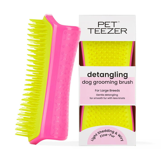 318113 - PET TEEZER Furçë për Zbërthimin dhe Kujdesin e Qenve, Rozë dhe e Verdhe