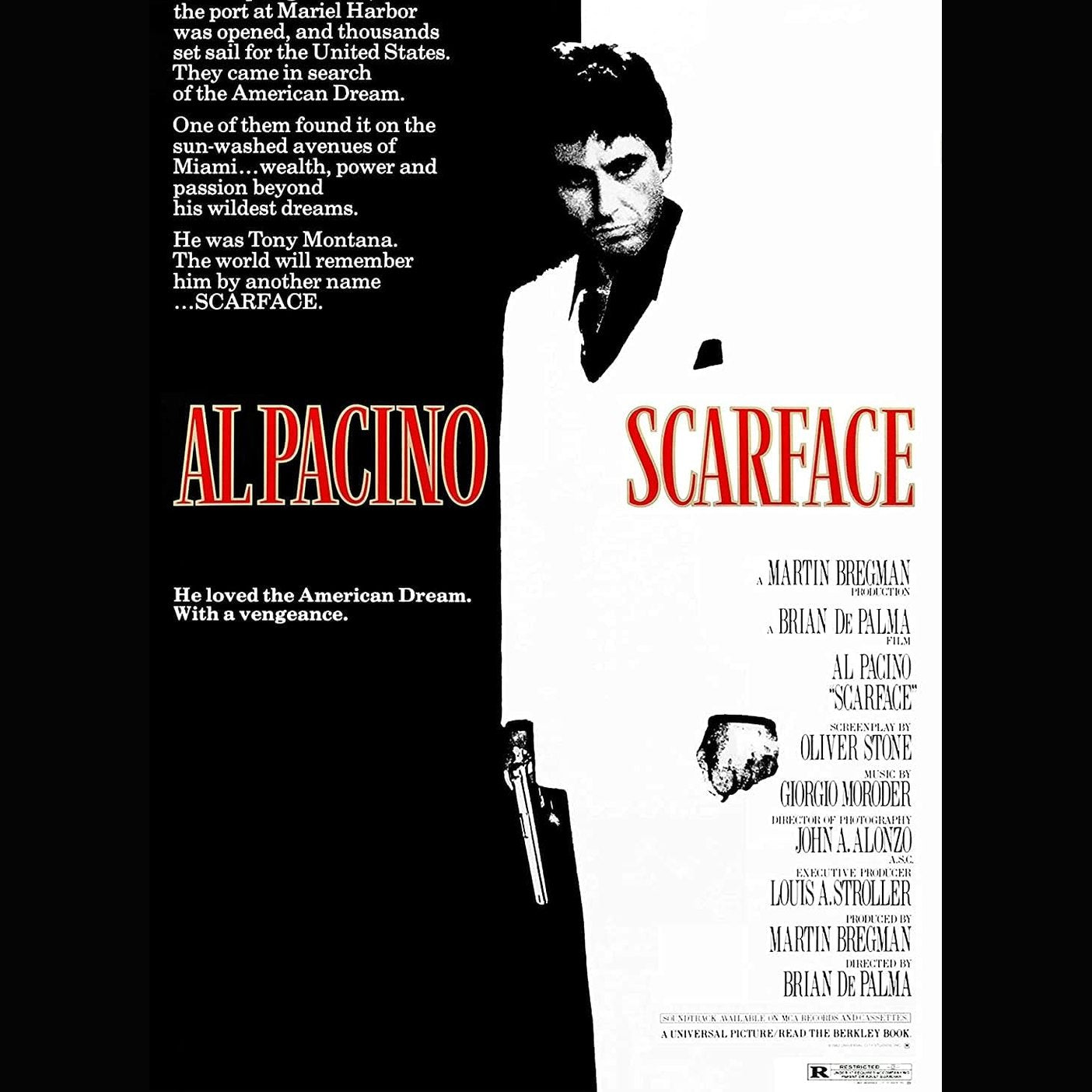 185870 - POSTER FILMI SCARFACE, Stil Vintage i viteve 1980, Madhësi A3 297 × 420 mm