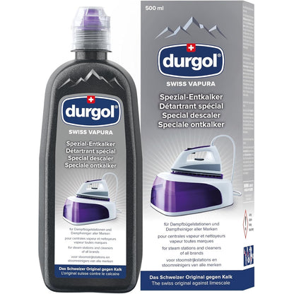 210620 - DURGOL Swiss Vapura - Zbutës Gëlqereje Special për Gjeneratorët e Avullit dhe Pastruesit me Avull, 500ml, Efektiv në Heqjen e Gëlqeresë