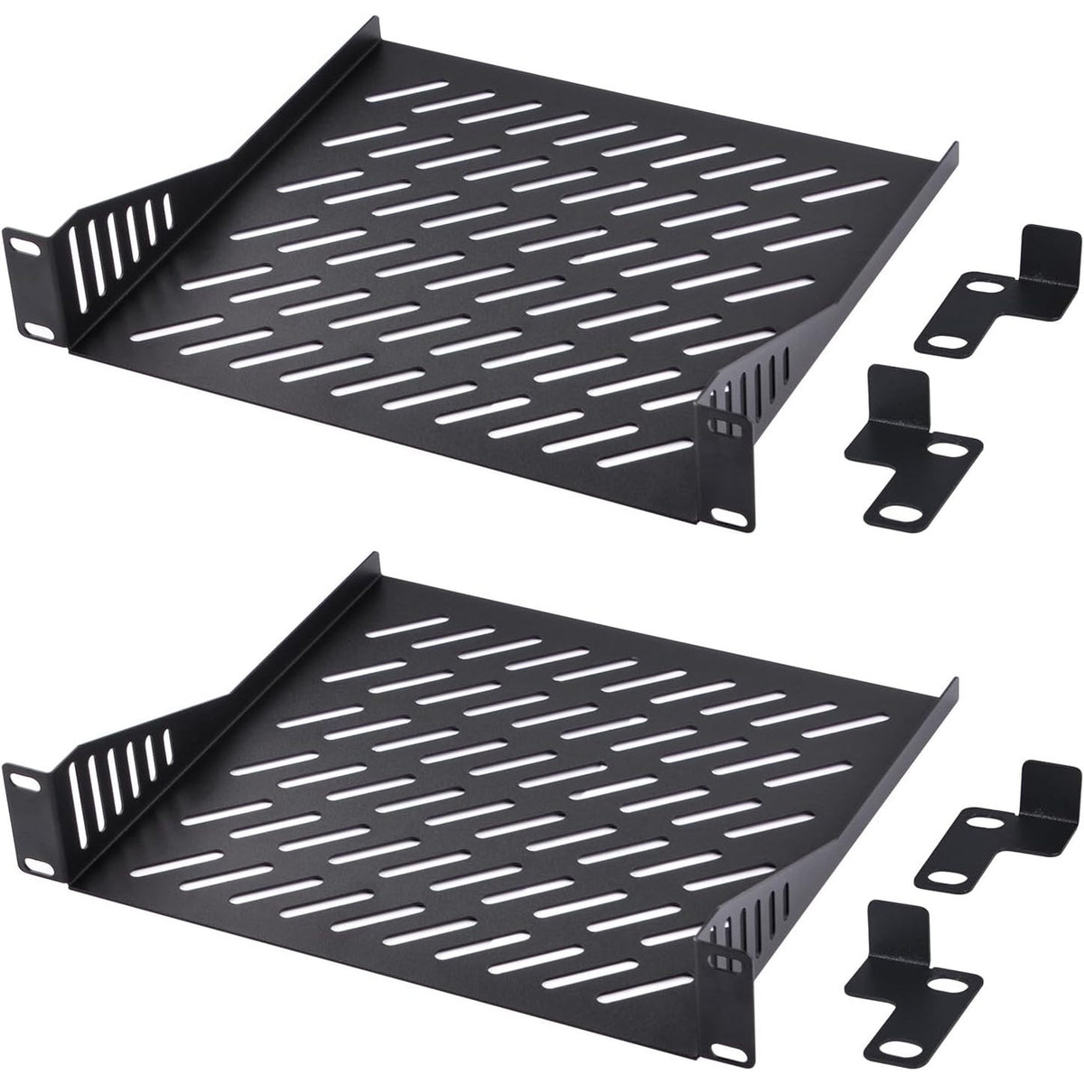 305238 - GEEEKPI Rafti i rafteve të serverave me 2 copë 1U – Raft kantilever i ventiluar 10 inç, 200 mm i thellë, i përshtatshëm për kabinetet e serverave 10 inç dhe kabinetet e rrjetit DeskPi RackMate T1/T0 (i zi)