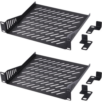 305238 - GEEEKPI Rafti i rafteve të serverave me 2 copë 1U – Raft kantilever i ventiluar 10 inç, 200 mm i thellë, i përshtatshëm për kabinetet e serverave 10 inç dhe kabinetet e rrjetit DeskPi RackMate T1/T0 (i zi)